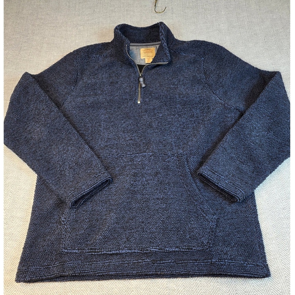 Telluride Clothing Co Mens Large Navy Blue Quarter Zip Fleece Pullover Sweater